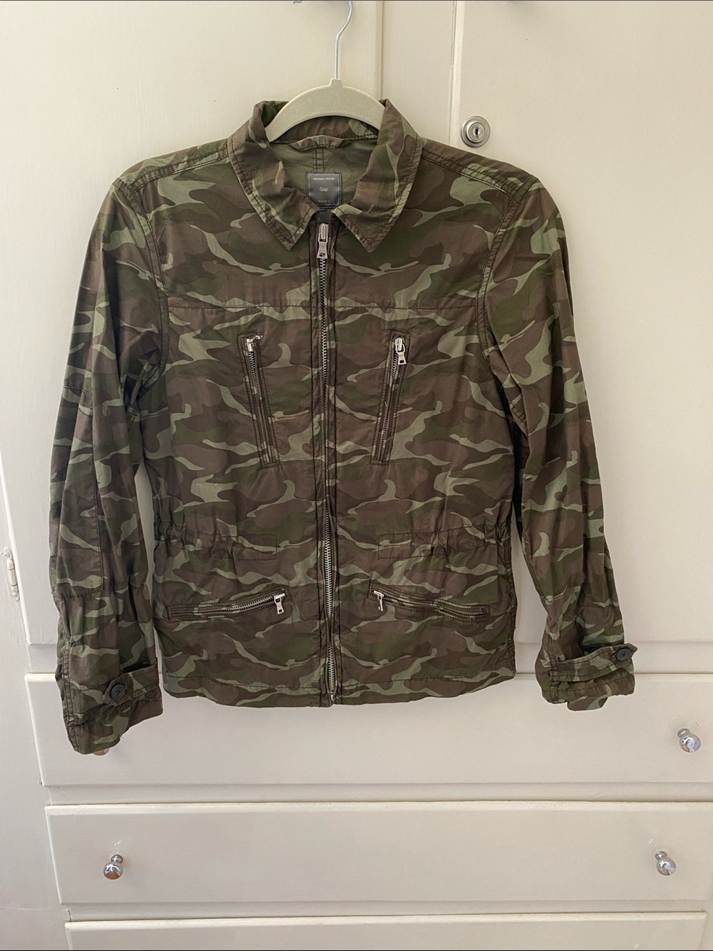 Gap Camo Jacket Drawstring Adjustable Waist Size XS